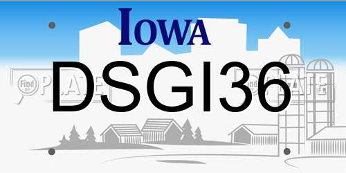 DSGI36 Iowa License Plate