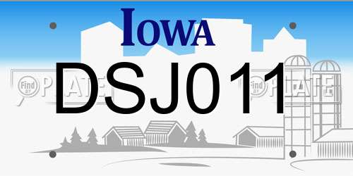 DSJ011 Iowa License Plate