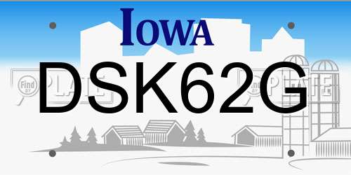 DSK62G Iowa License Plate