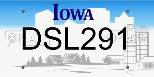 DSL291 Iowa License Plate