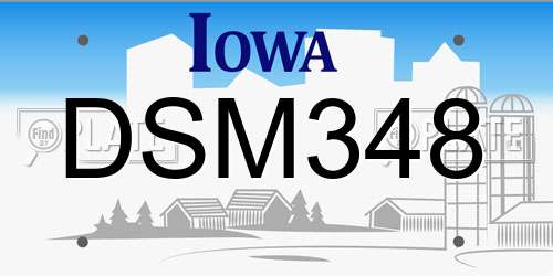 DSM348 Iowa License Plate