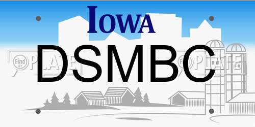 DSMBC Iowa License Plate