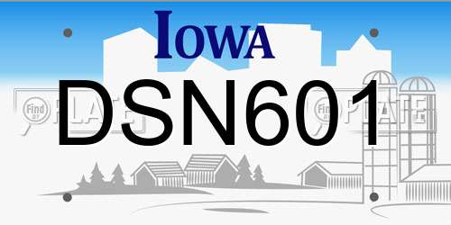 DSN601 Iowa License Plate