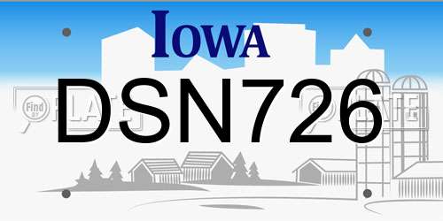 DSN726 Iowa License Plate