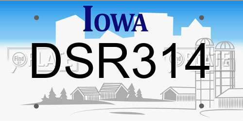 DSR314 Iowa License Plate
