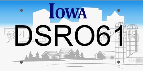 DSRO61 Iowa License Plate