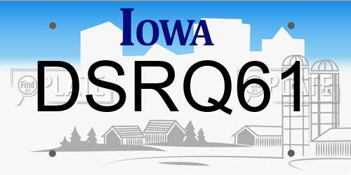 DSRQ61 Iowa License Plate