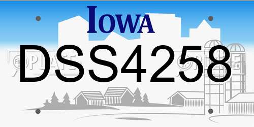 DSS4258 Iowa License Plate