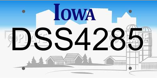 DSS4285 Iowa License Plate