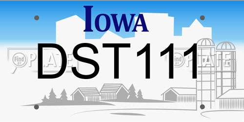 DST111 Iowa License Plate