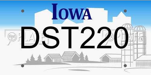 DST220 Iowa License Plate
