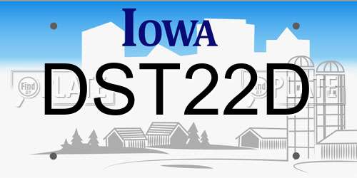 DST22D Iowa License Plate