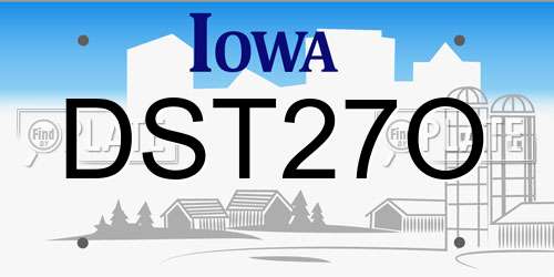 DST27O Iowa License Plate