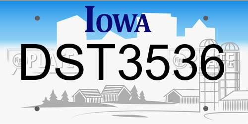 DST3536 Iowa License Plate