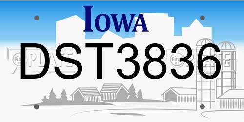 DST3836 Iowa License Plate