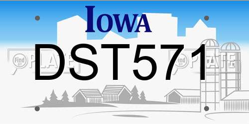 DST571 Iowa License Plate