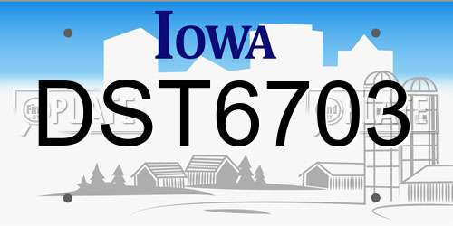 DST6703 Iowa License Plate