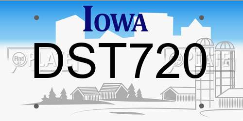 DST720 Iowa License Plate