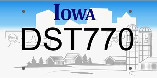 DST770 Iowa License Plate