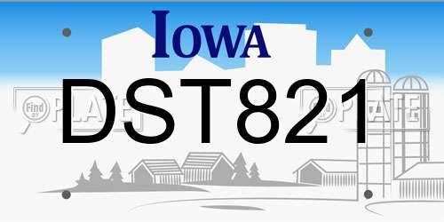 DST821 Iowa License Plate