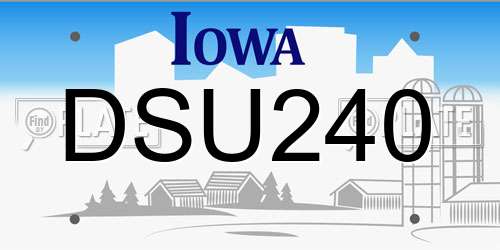 DSU240 Iowa License Plate