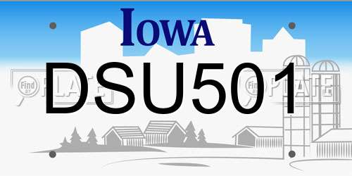 DSU501 Iowa License Plate