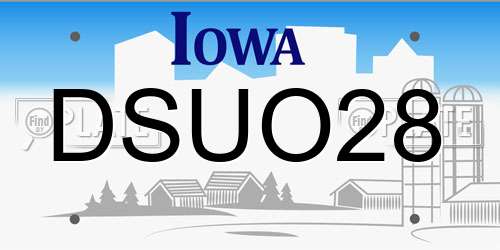 DSUO28 Iowa License Plate