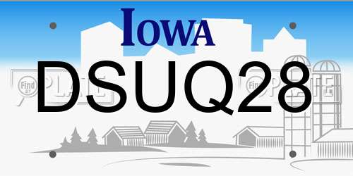 DSUQ28 Iowa License Plate