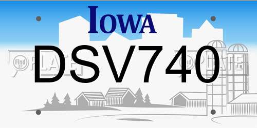 DSV740 Iowa License Plate