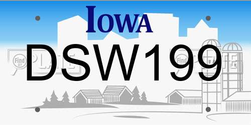 DSW199 Iowa License Plate