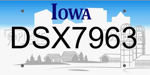 DSX7963 Iowa License Plate