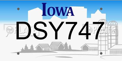 DSY747 Iowa License Plate