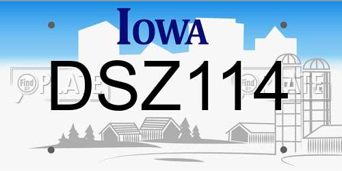 DSZ114 Iowa License Plate