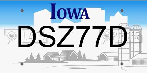 DSZ77D Iowa License Plate