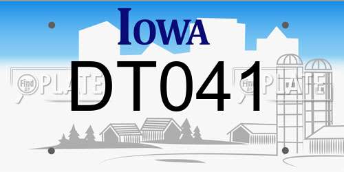 DT041 Iowa License Plate
