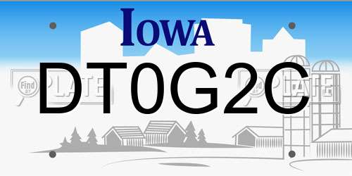 DT0G2C Iowa License Plate