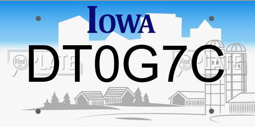 DT0G7C Iowa License Plate