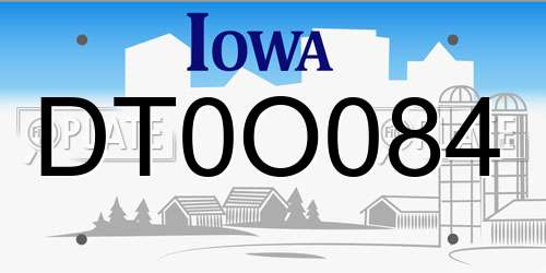 DT0O084 Iowa License Plate