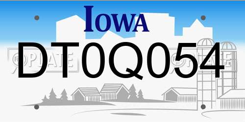 DT0Q054 Iowa License Plate