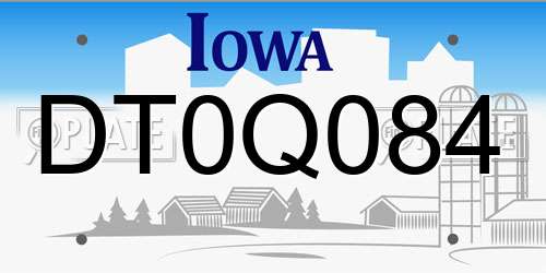 DT0Q084 Iowa License Plate