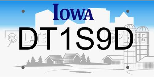 DT1S9D Iowa License Plate