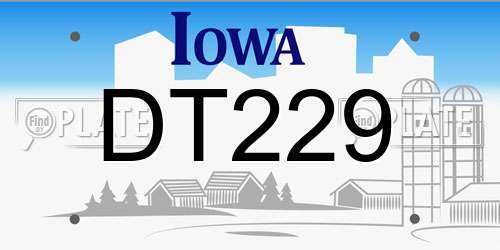 DT229 Iowa License Plate