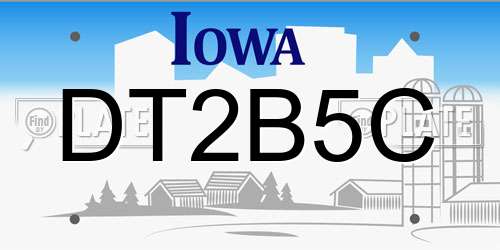 DT2B5C Iowa License Plate