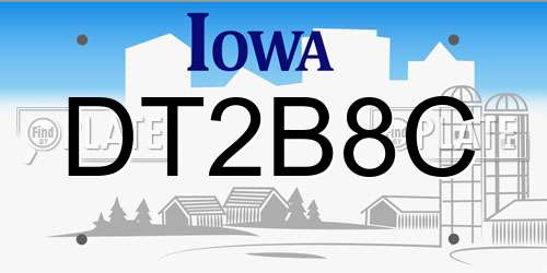 DT2B8C Iowa License Plate