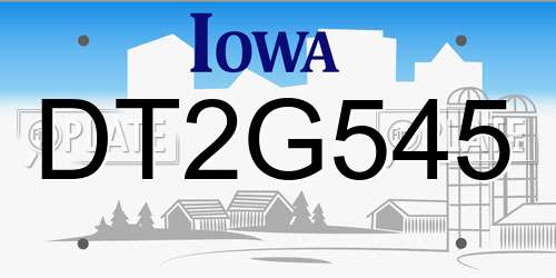 DT2G545 Iowa License Plate