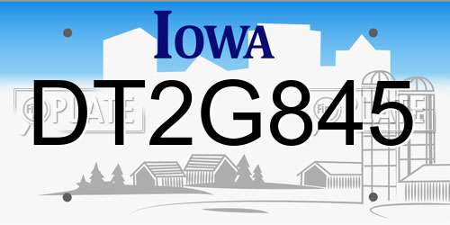 DT2G845 Iowa License Plate