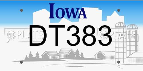 DT383 Iowa License Plate