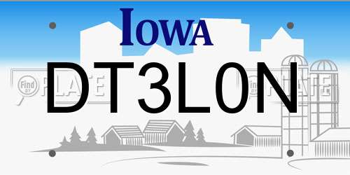 DT3L0N Iowa License Plate