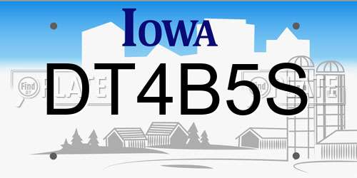 DT4B5S Iowa License Plate