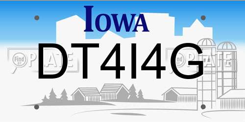 DT4I4G Iowa License Plate